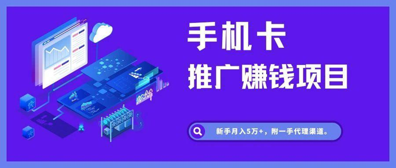 手机流量卡推广项目，新手月入5万+，附一手代理渠道。